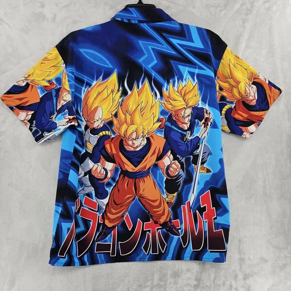 Dragon Ball Z Vintage‎ 2002 Medium Button up Goku Vegeta Jersey Shirt RARE!!